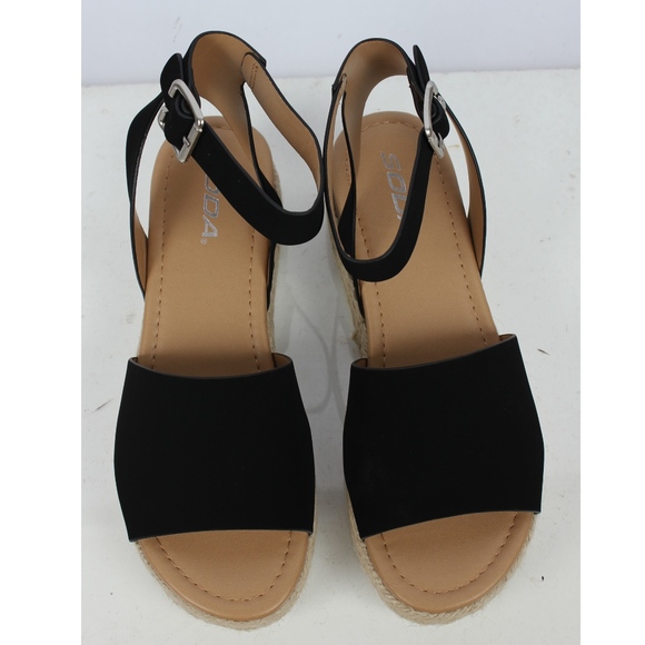Black Open Toe Halter Ankle Strap Espadrille - Picture 4 of 5